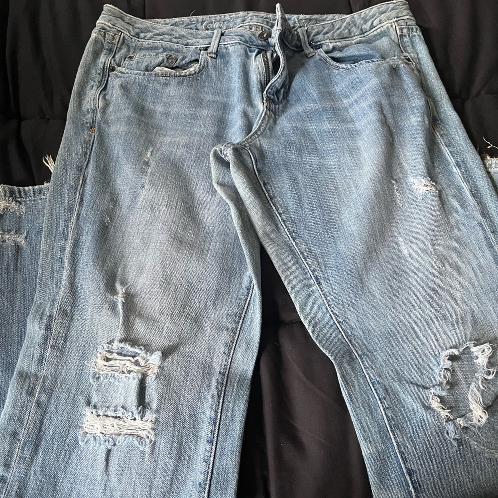 New York & Company Light Blue Distressed Boyfriend Jeans